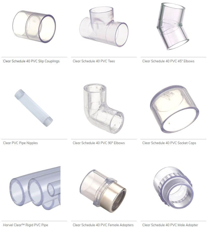 clear PVC fittings